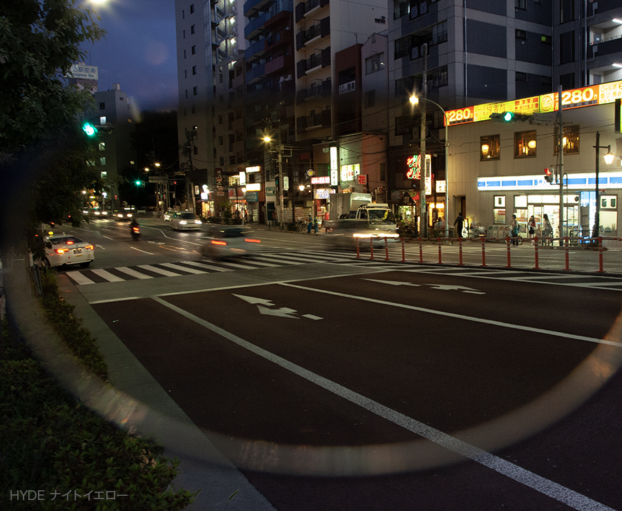 レンズカラー：HYDE ナイトイエローの見え方