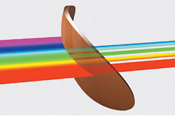 青色光線の色収差と、ハイドレンズの補正